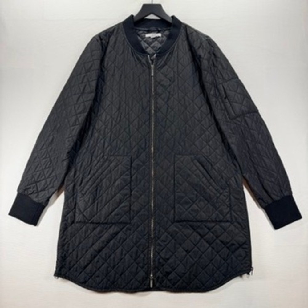 Zella Women's XL Black Quilted Longline Bomber Jacket Side Zip Vents